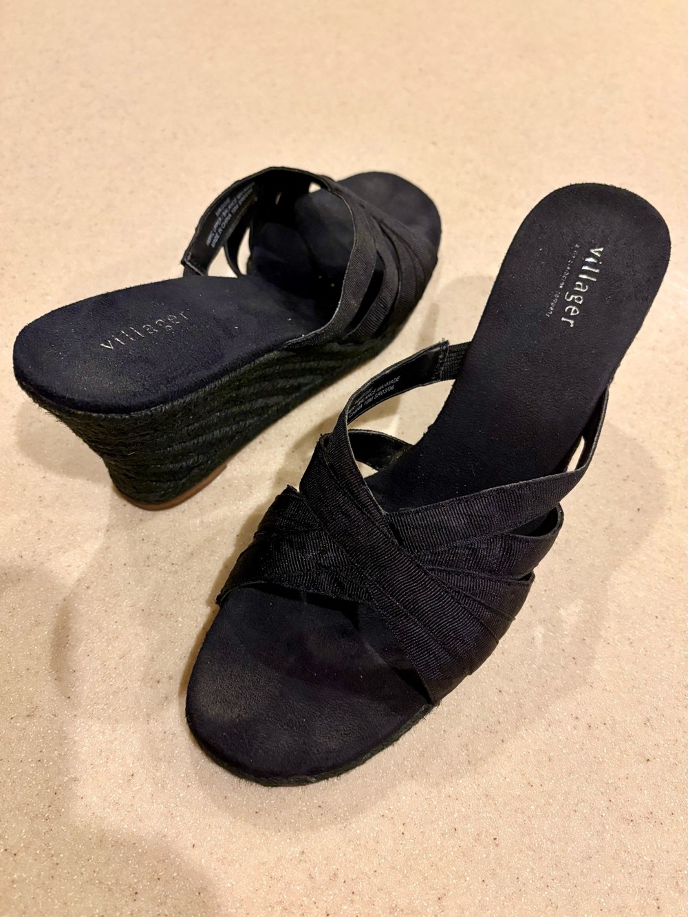 Black Espadrille Wedge Sandals - Women's Villager Liz Claiborne - Picture 10 of 11